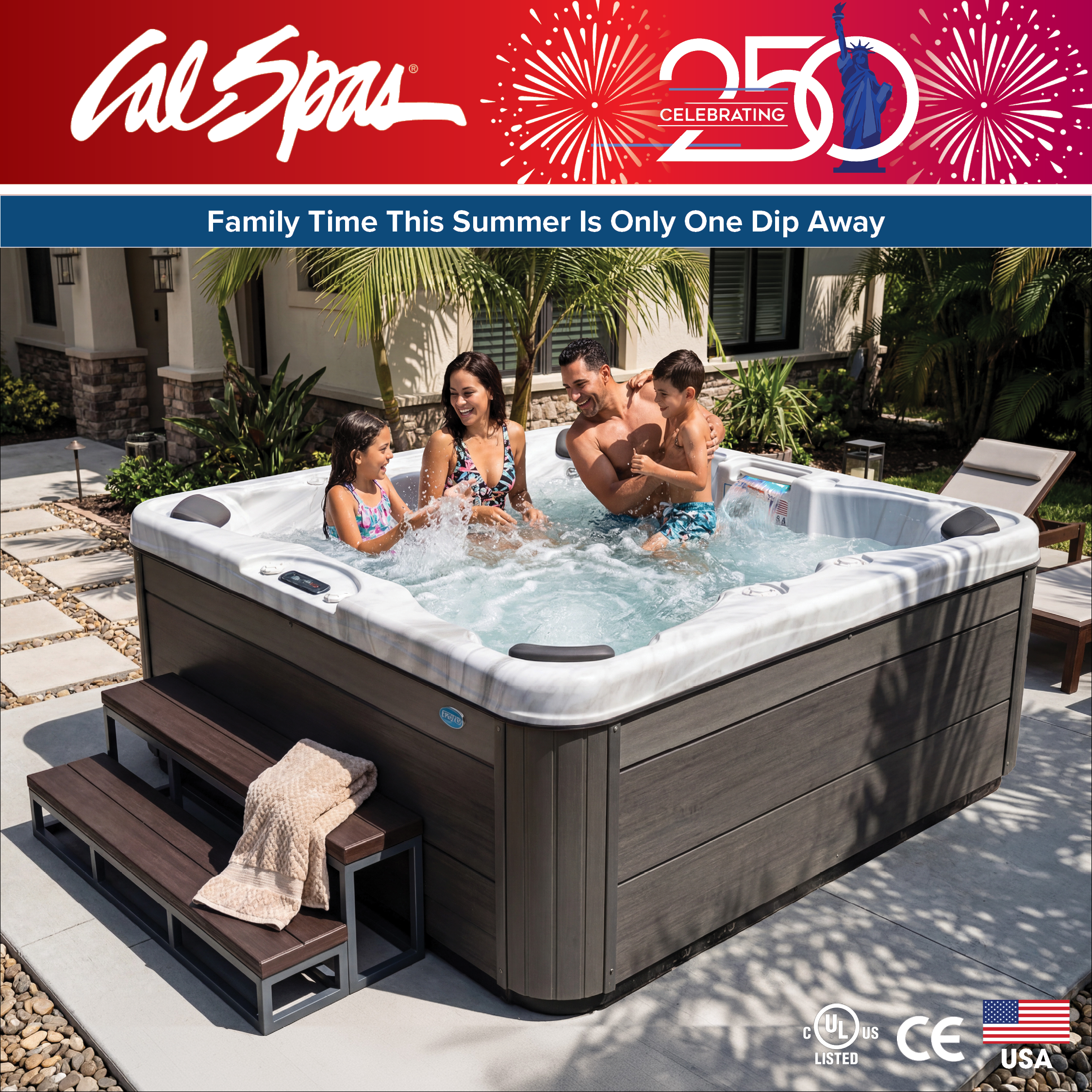 Calspas hot tub being used in a family setting - Edmonds

